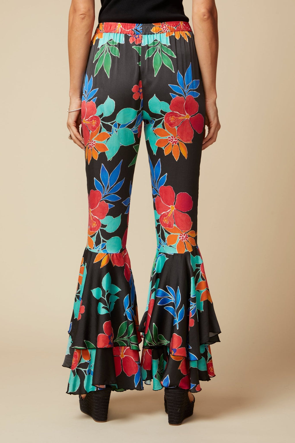 THE GEORGIA SILK PANT IN CAPRI FLORAL PRINT - ROYAL PALMS love & legacy
