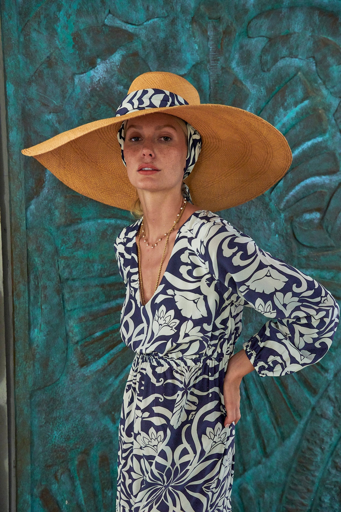 THE HARLOW SILK TIERED MAXI DRESS IN MONTE CARLO PRINT - ROYAL PALMS love & legacy