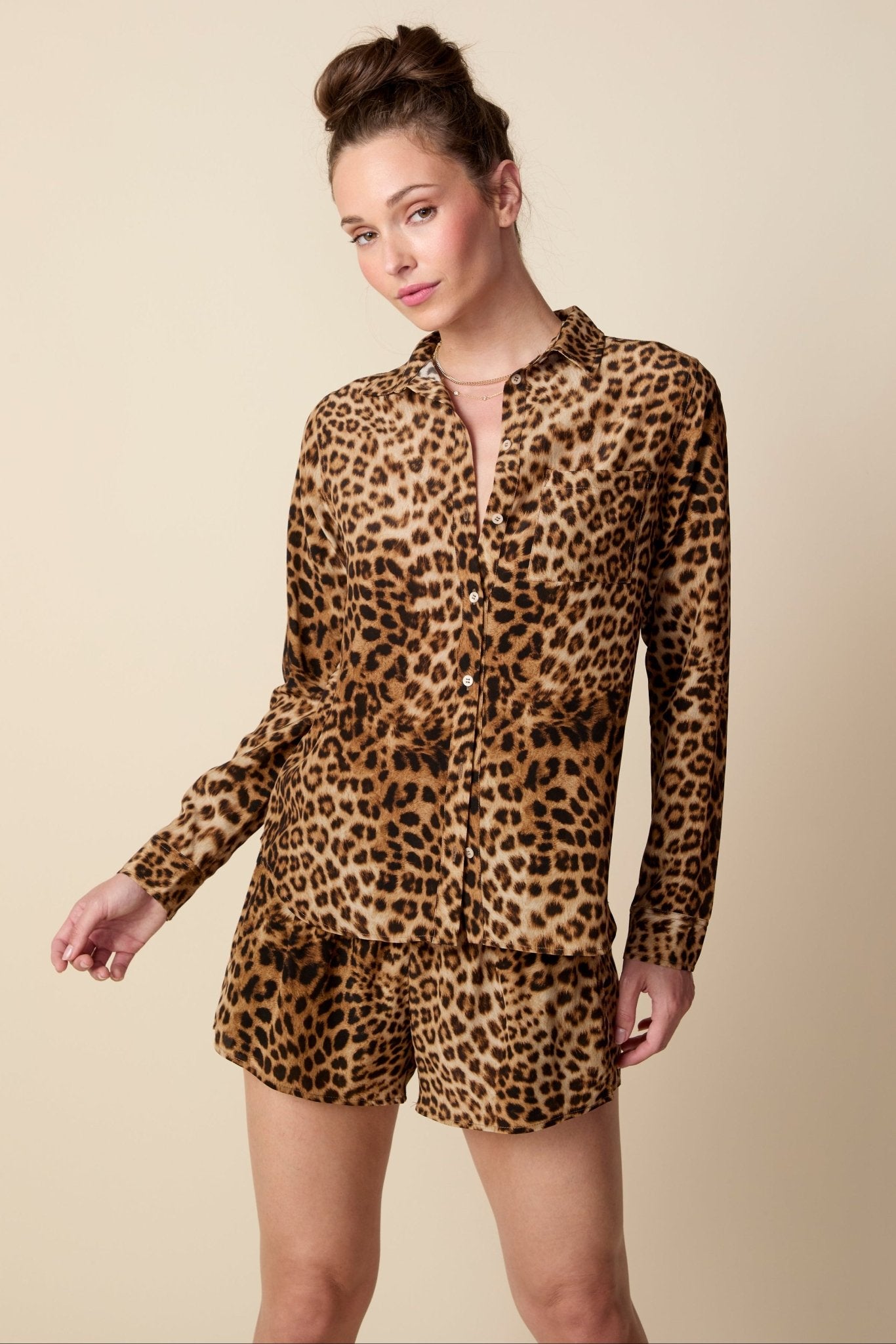 THE JAYNE SILK SHORTS IN ANIMAL PRINT - ROYAL PALMS love & legacy