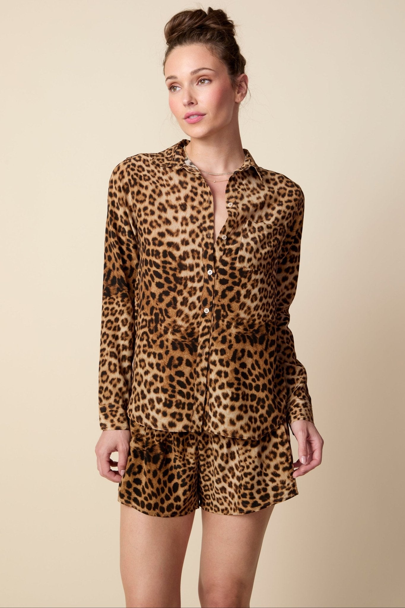 THE JAYNE SILK SHORTS IN ANIMAL PRINT - ROYAL PALMS love & legacy