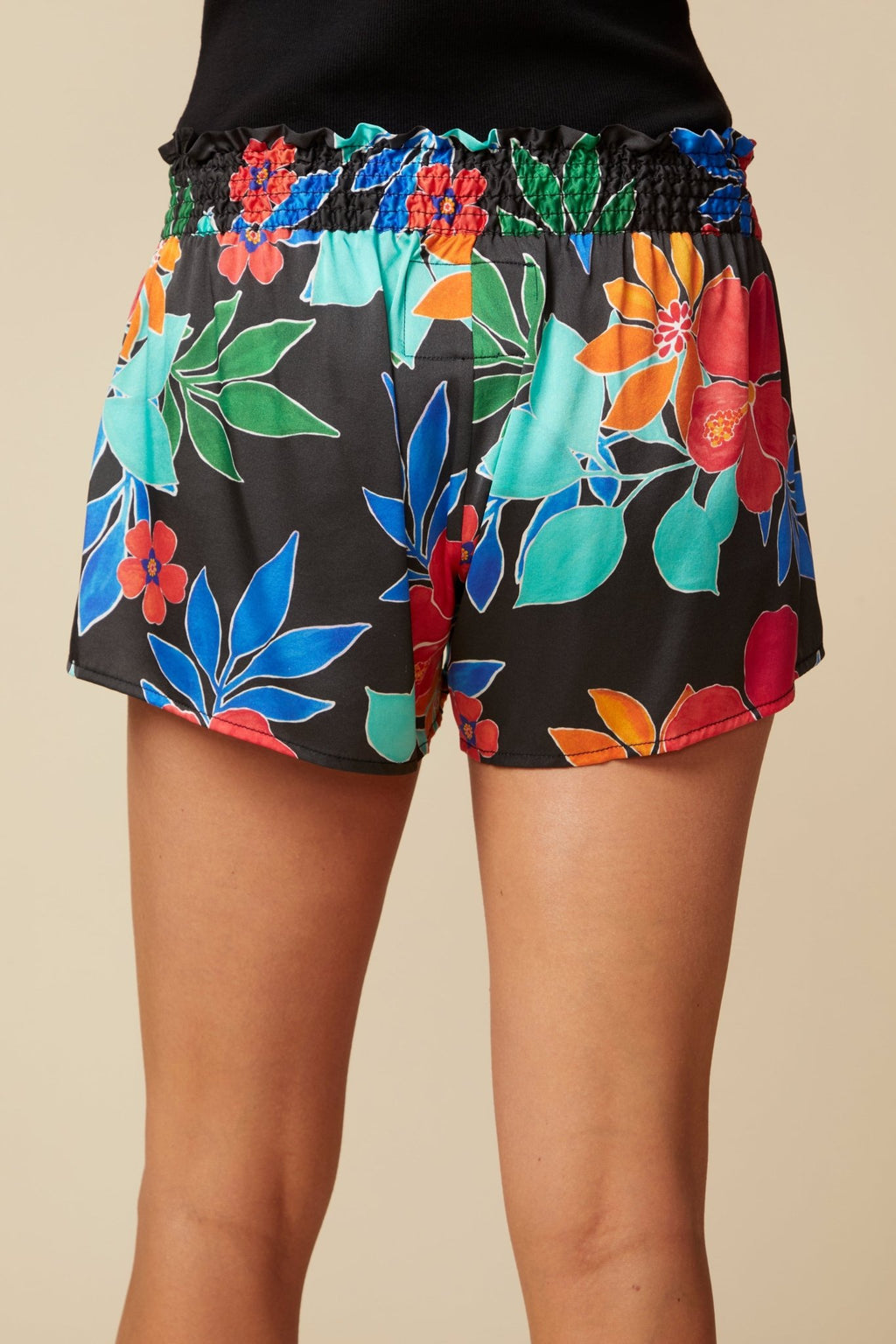 THE JAYNE SILK SHORTS IN CAPRI FLORAL PRINT - ROYAL PALMS love & legacy