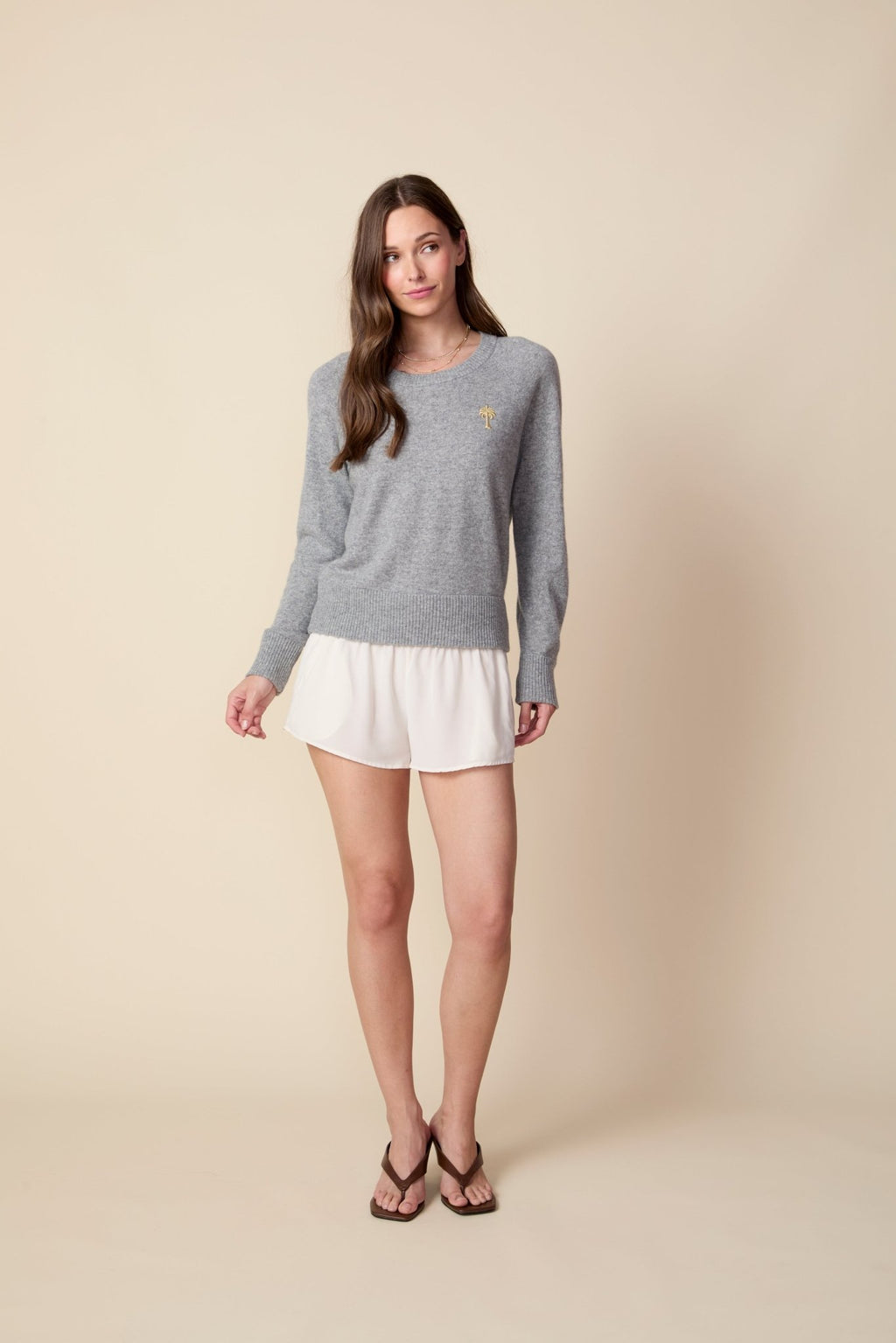 THE JAYNE SILK SHORTS IN GARDENIA - ROYAL PALMS love & legacy