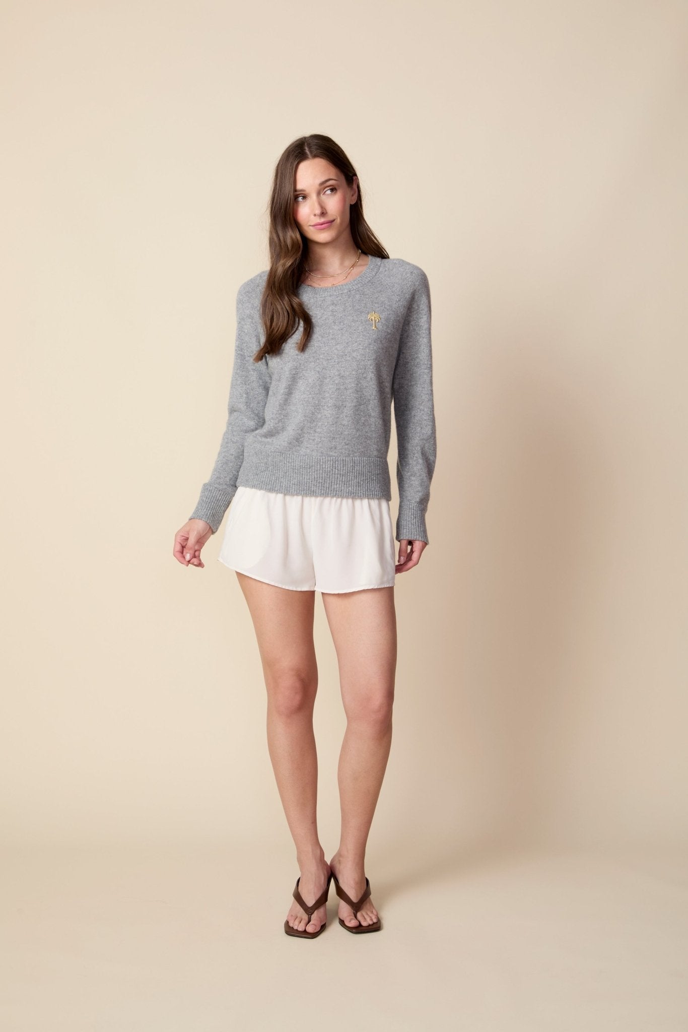 THE JAYNE SILK SHORTS IN GARDENIA - ROYAL PALMS love & legacy