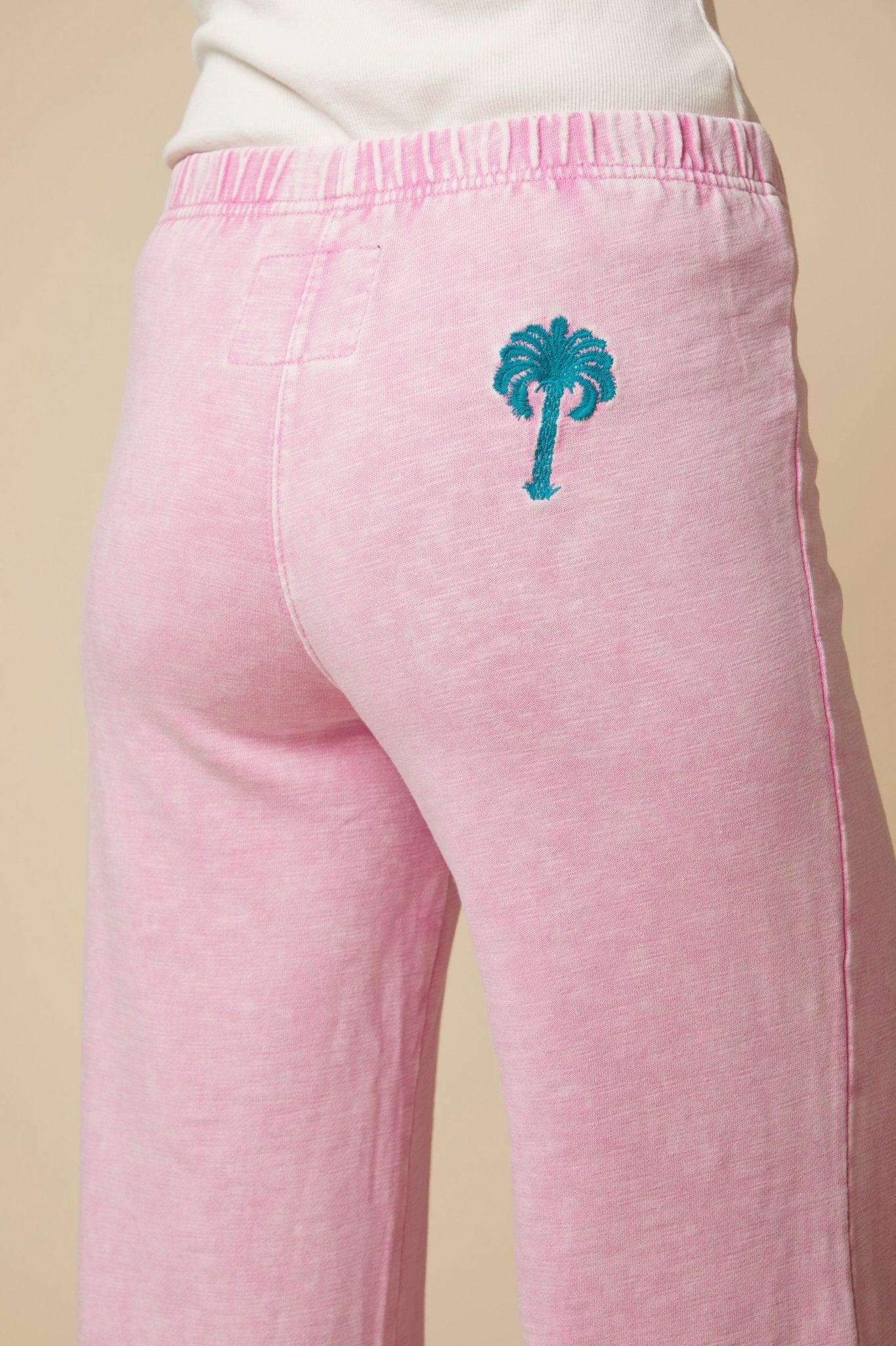 THE KATIE PANT IN COTTON SLUB FRENCH TERRY IN WASHED PINK - ROYAL PALMS love & legacy