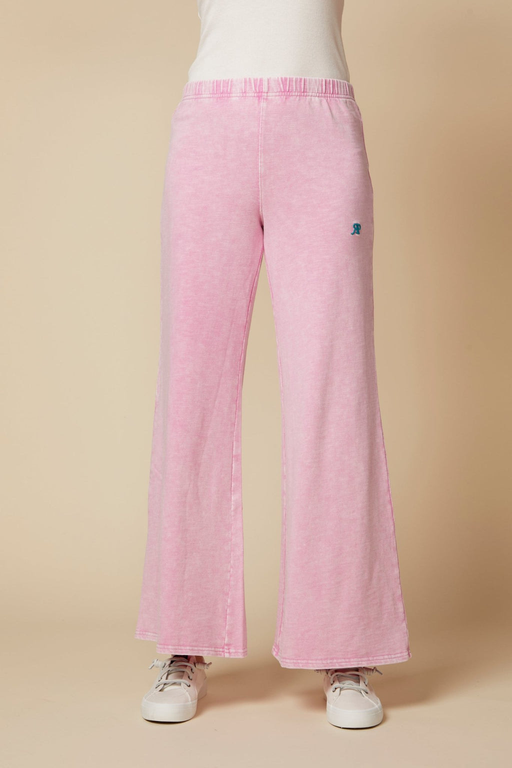 THE KATIE PANT IN COTTON SLUB FRENCH TERRY IN WASHED PINK - ROYAL PALMS love & legacy