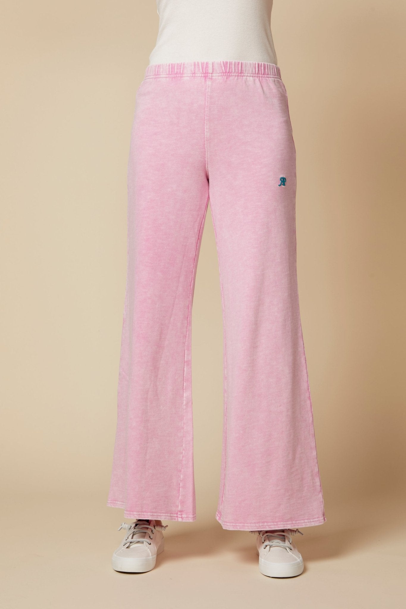 THE KATIE PANT IN COTTON SLUB FRENCH TERRY IN WASHED PINK - ROYAL PALMS love & legacy