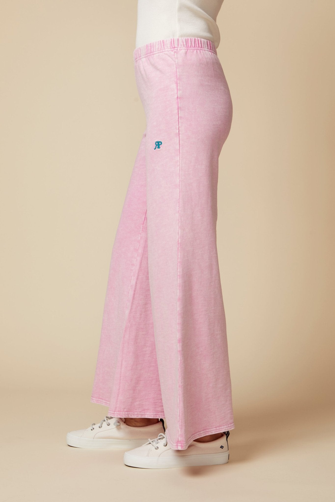 THE KATIE PANT IN COTTON SLUB FRENCH TERRY IN WASHED PINK - ROYAL PALMS love & legacy