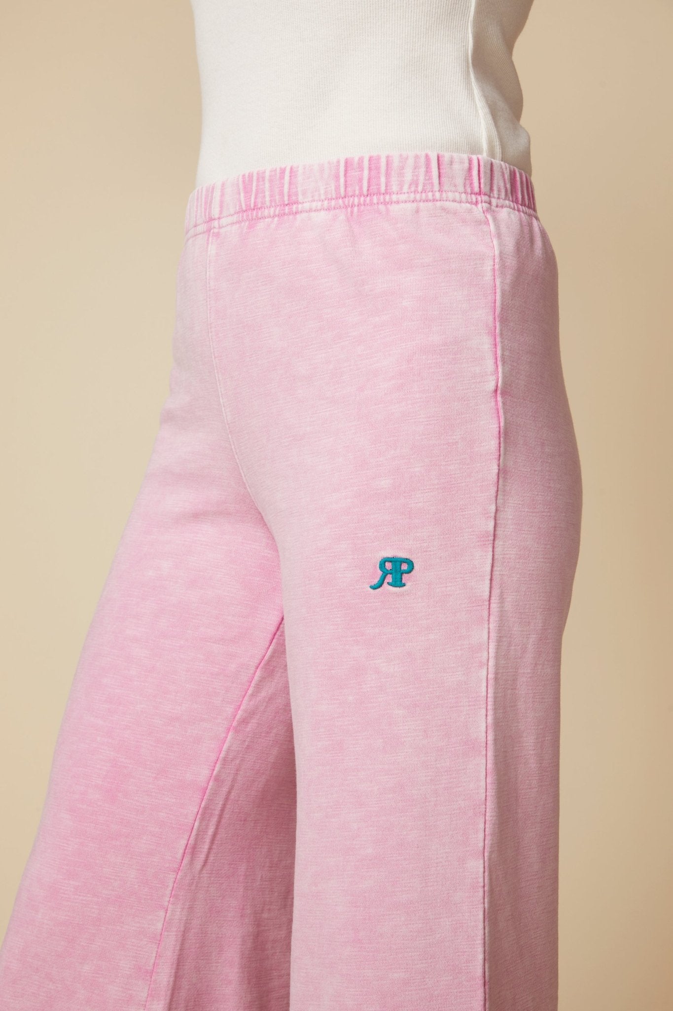 THE KATIE PANT IN COTTON SLUB FRENCH TERRY IN WASHED PINK - ROYAL PALMS love & legacy