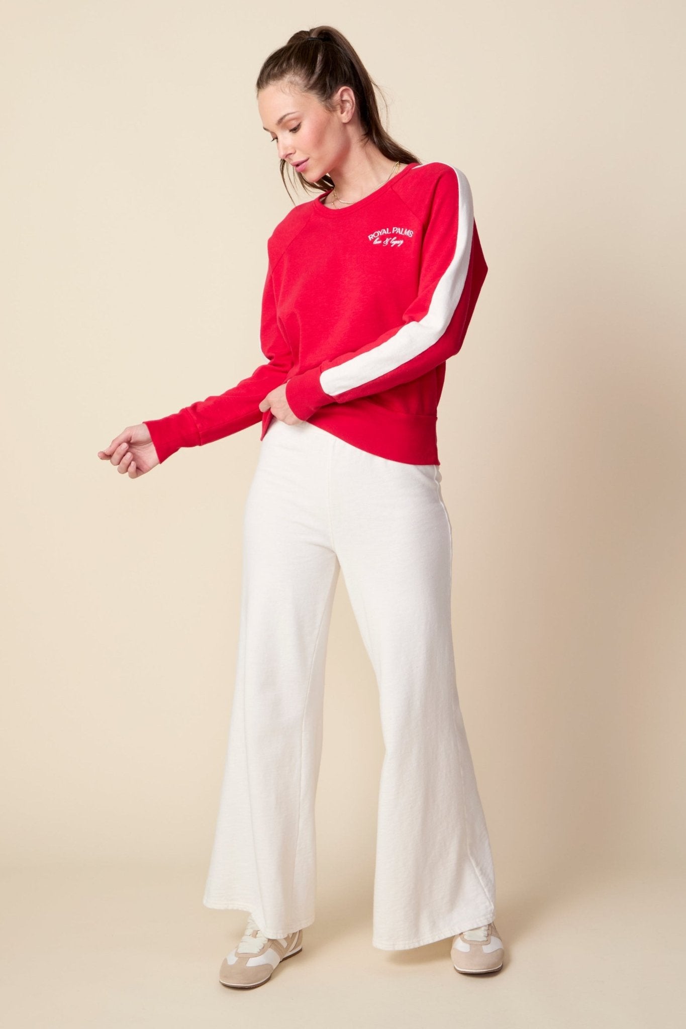 THE KATIE PANT IN GARDENIA - ROYAL PALMS love & legacy