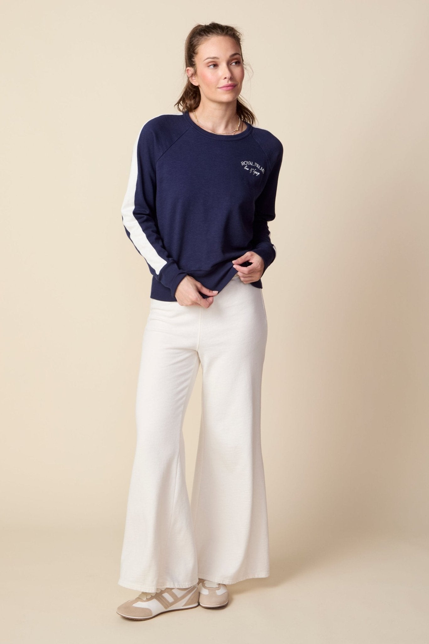 THE KATIE PANT IN GARDENIA - ROYAL PALMS love & legacy