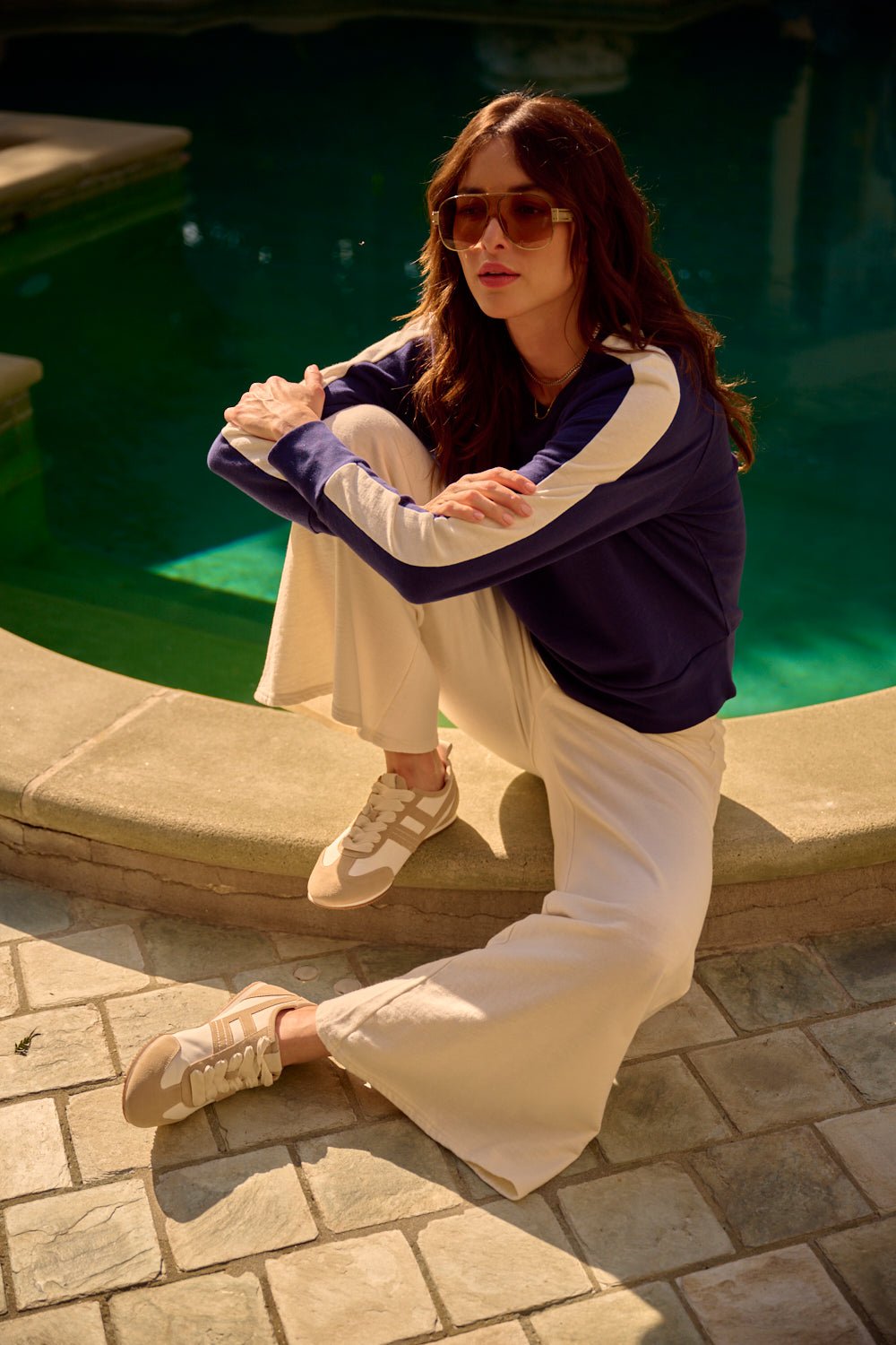 THE KATIE PANT IN GARDENIA, CREAM - ROYAL PALMS love & legacy