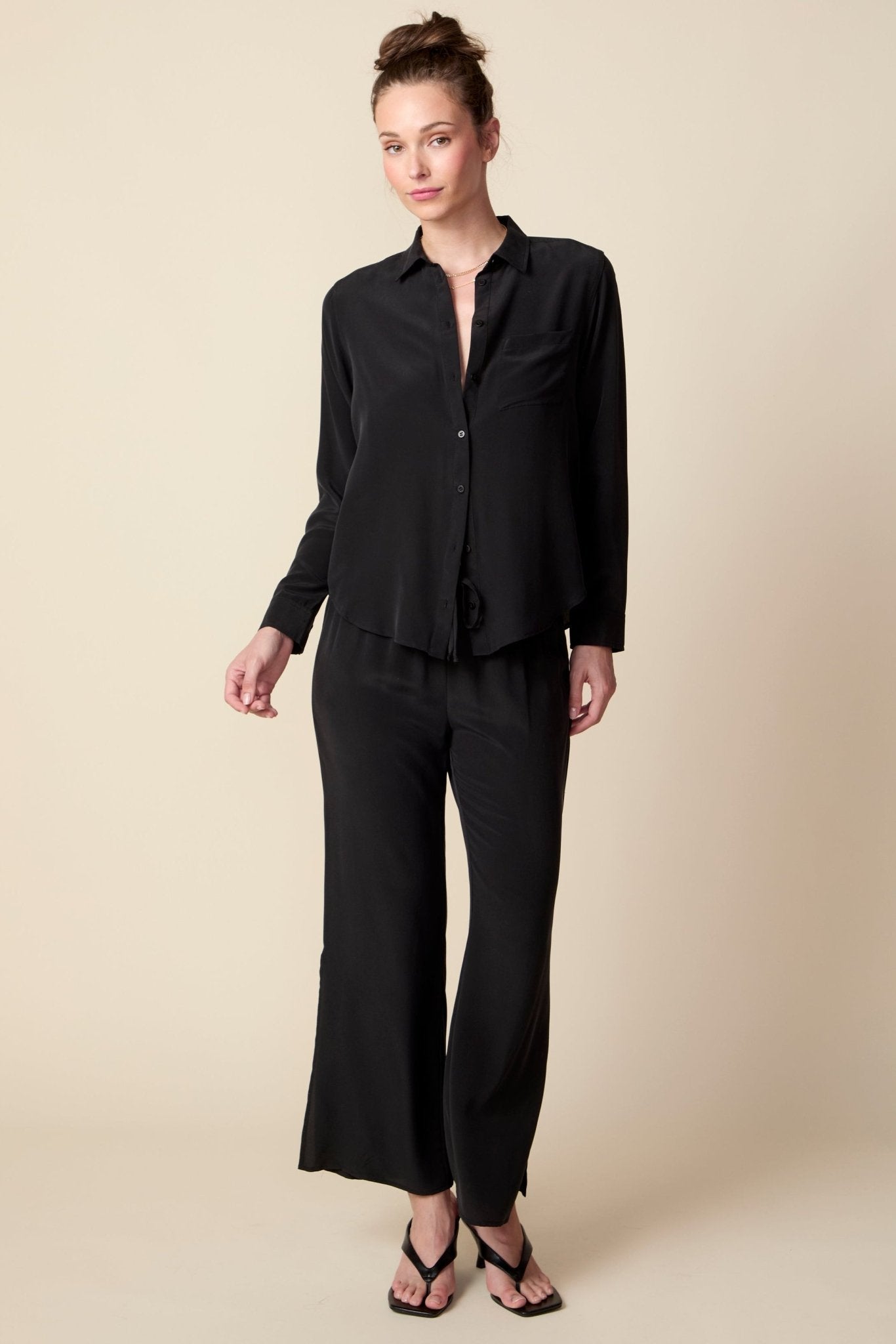 THE KATRINA SILK PANTS IN BLACK - ROYAL PALMS love & legacy