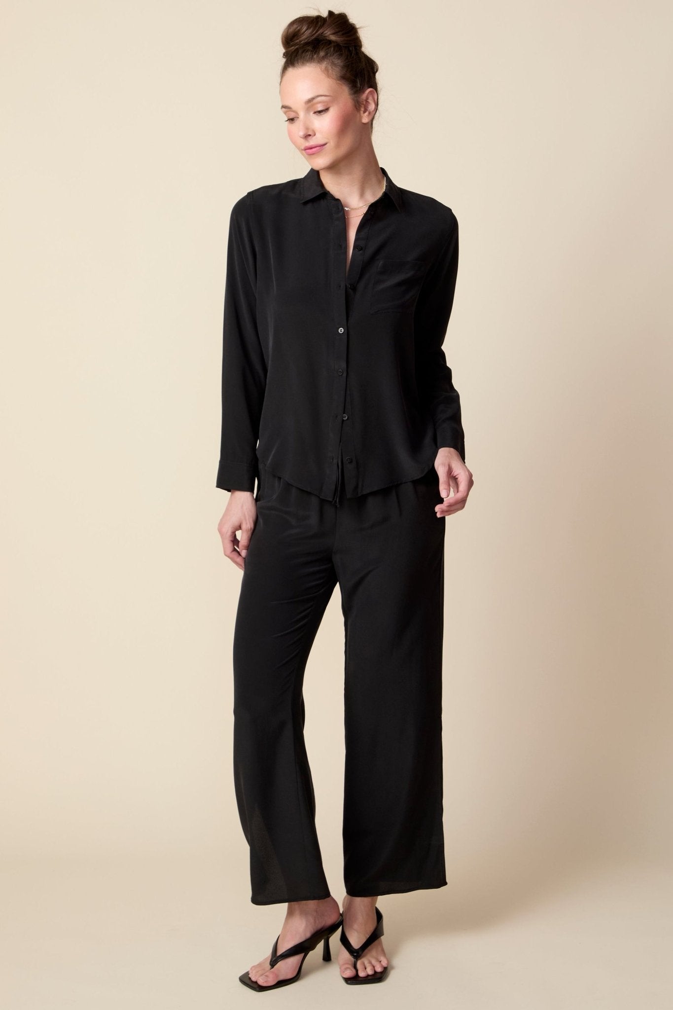 THE KATRINA SILK PANTS IN BLACK - ROYAL PALMS love & legacy