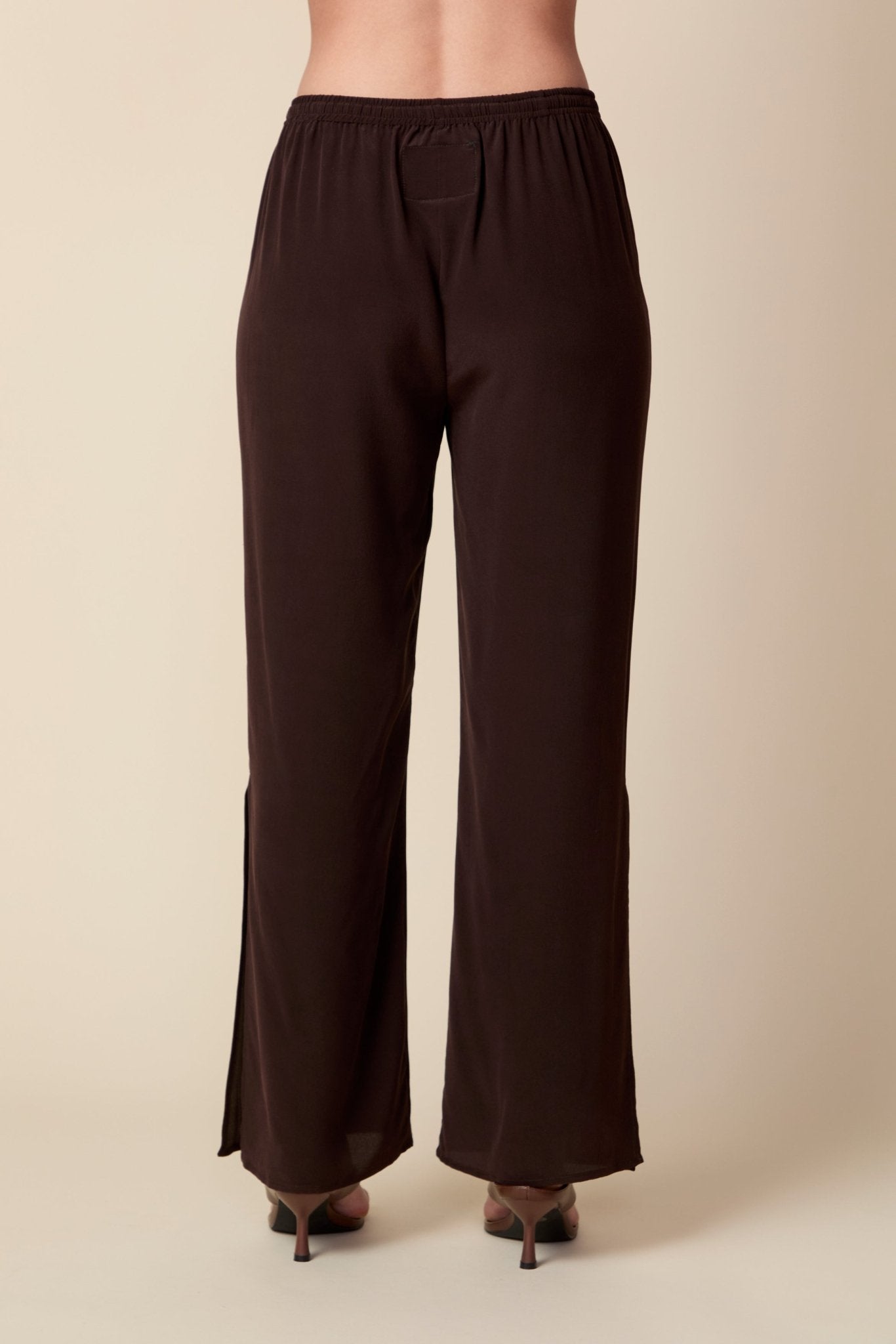 THE KATRINA SILK PANTS IN COFFEE BEAN - ROYAL PALMS love & legacy