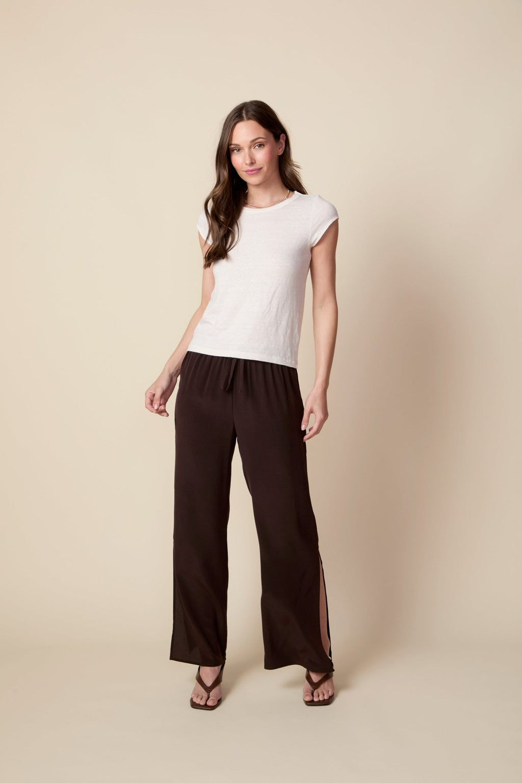 THE KATRINA SILK PANTS IN COFFEE BEAN - ROYAL PALMS love & legacy