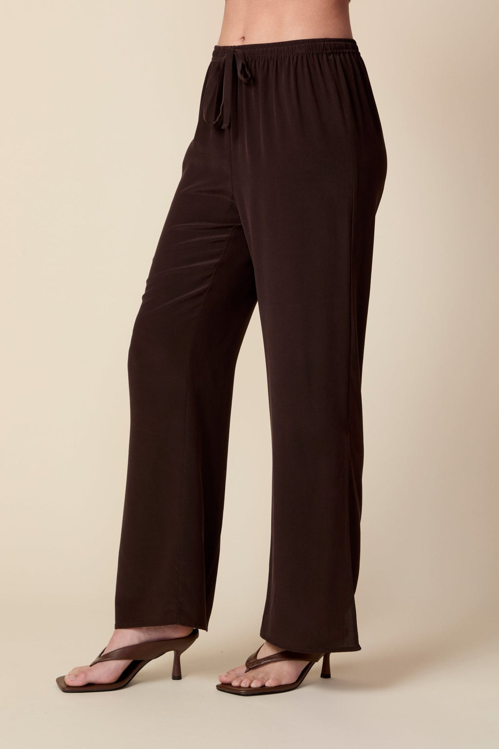 THE KATRINA SILK PANTS IN COFFEE BEAN - ROYAL PALMS love & legacy