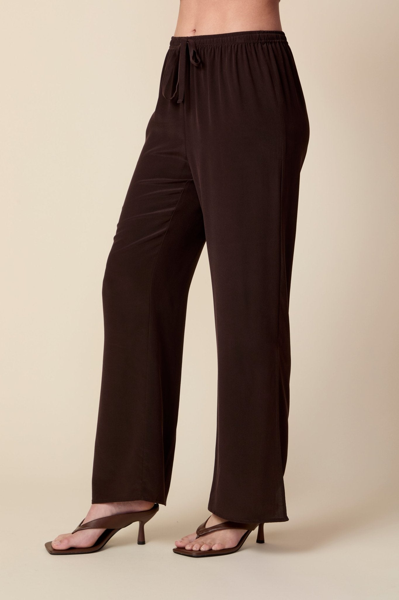 THE KATRINA SILK PANTS IN COFFEE BEAN - ROYAL PALMS love & legacy