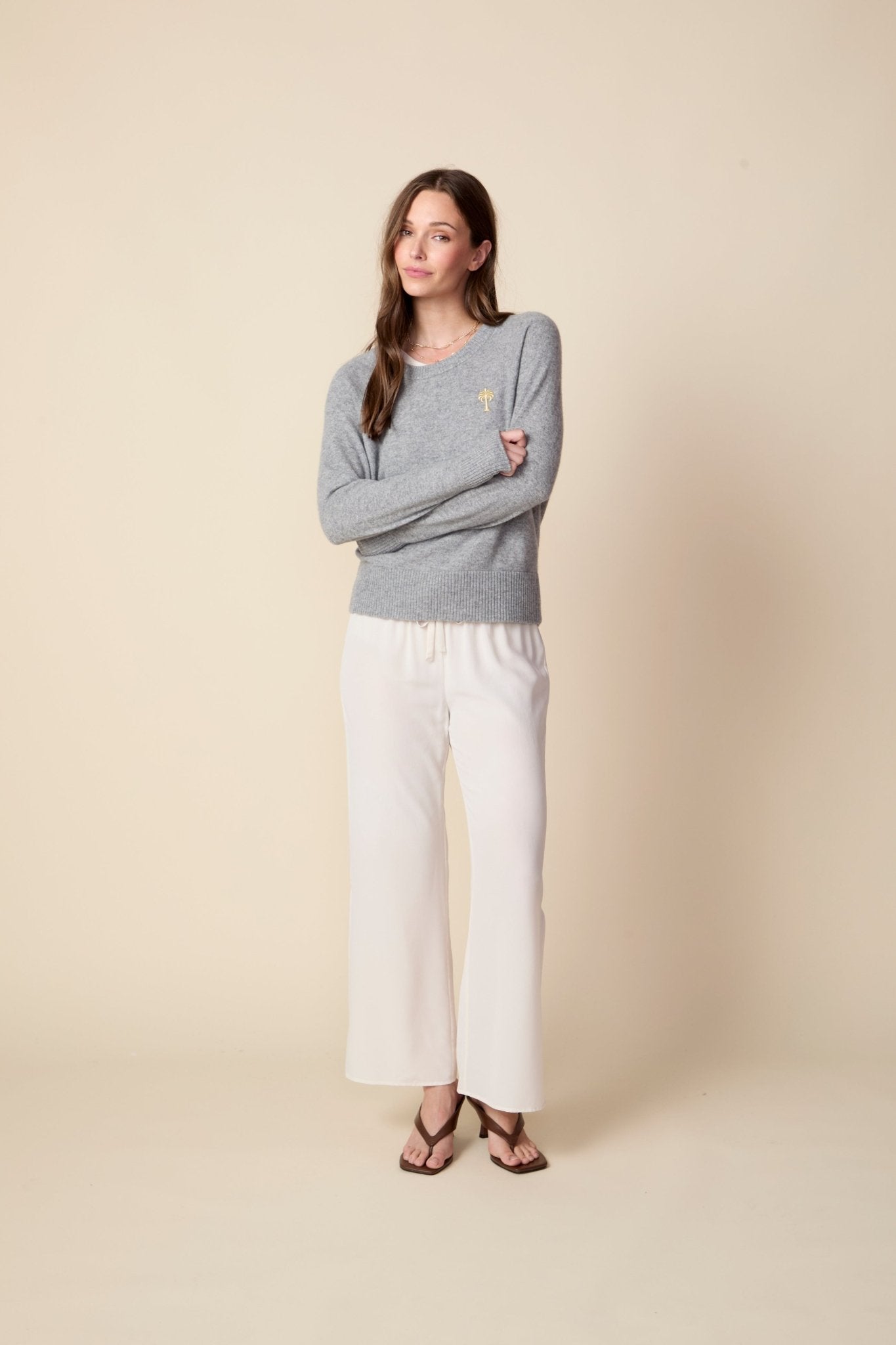 THE KATRINA SILK PANTS IN GARDENIA - ROYAL PALMS love & legacy