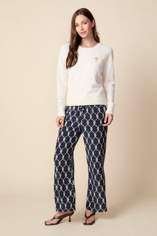 THE KATRINA SILK PANTS IN NAUTICAL ROPE PRINT - ROYAL PALMS love & legacy
