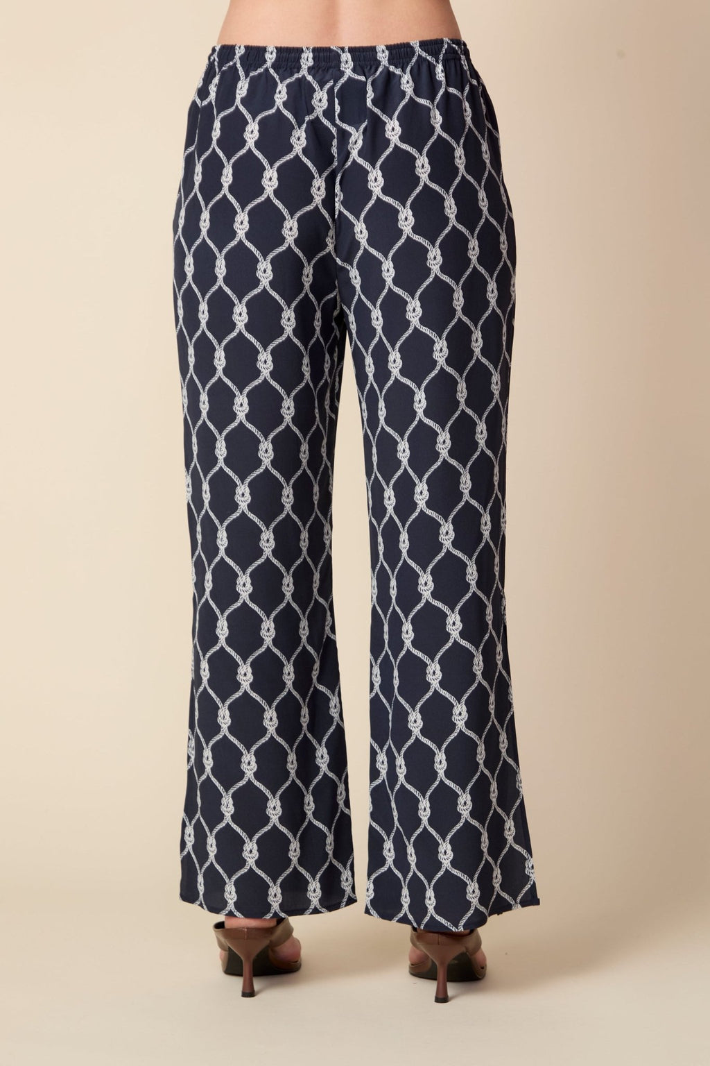 THE KATRINA SILK PANTS IN NAUTICAL ROPE PRINT - ROYAL PALMS love & legacy
