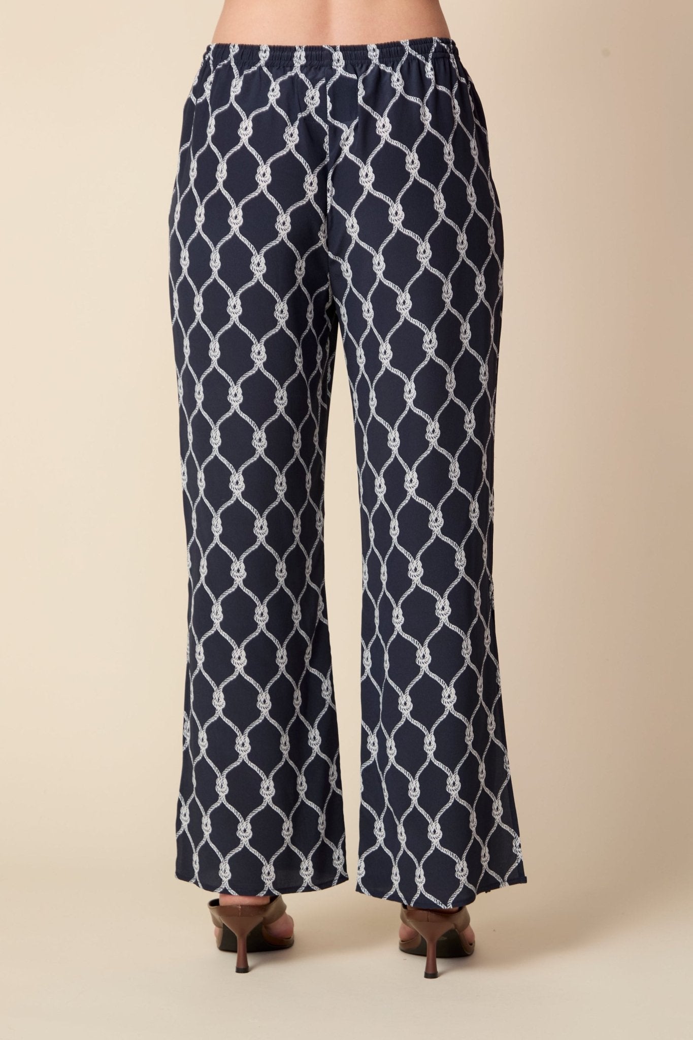 THE KATRINA SILK PANTS IN NAUTICAL ROPE PRINT - ROYAL PALMS love & legacy