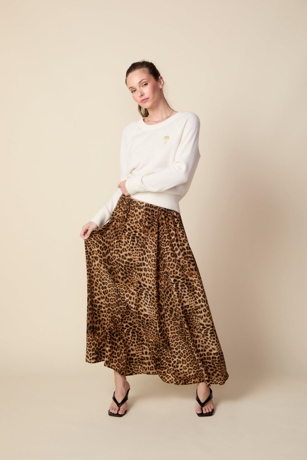 THE KEIRA SILK MAXI SKIRT IN DOLCE VITA ANIMAL PRINT - ROYAL PALMS love & legacy