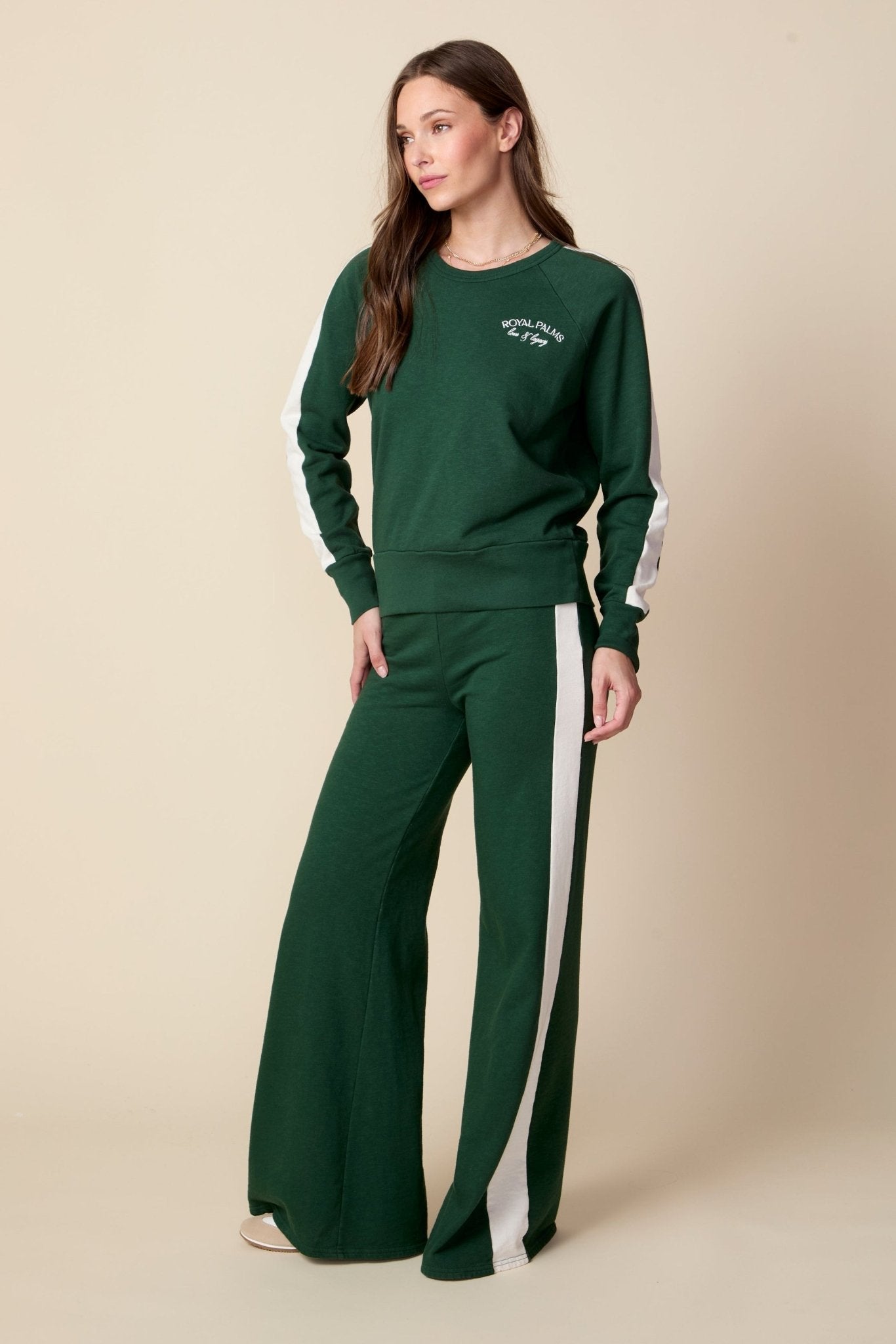 THE KELLY PULLOVER IN PINE NEEDLE GREEN - ROYAL PALMS love & legacy