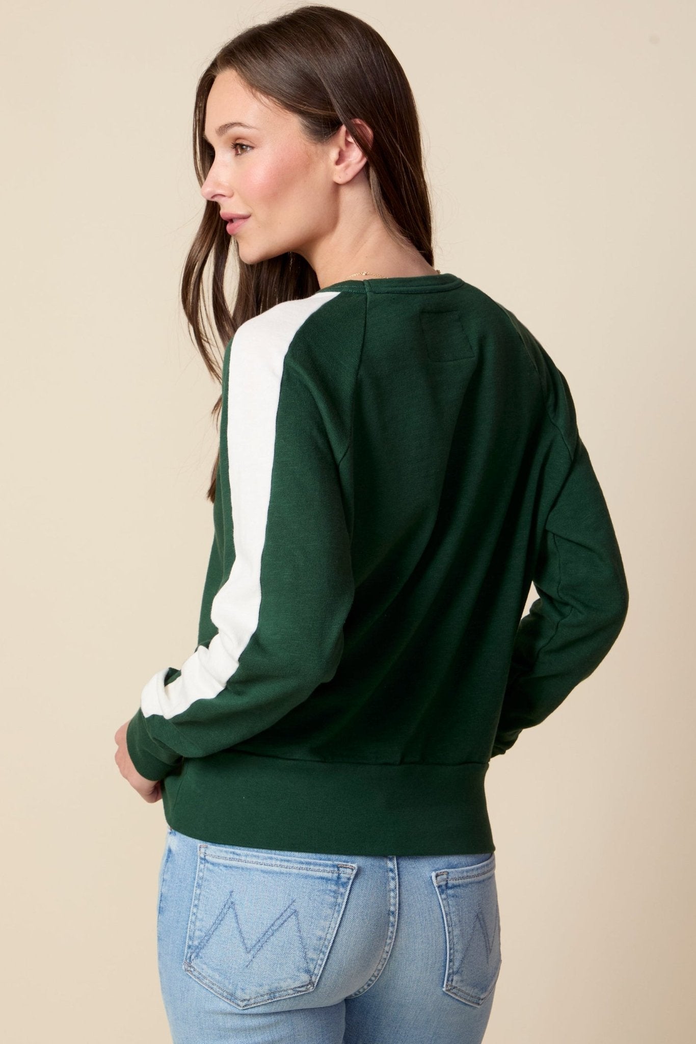 THE KELLY PULLOVER IN PINE NEEDLE GREEN - ROYAL PALMS love & legacy