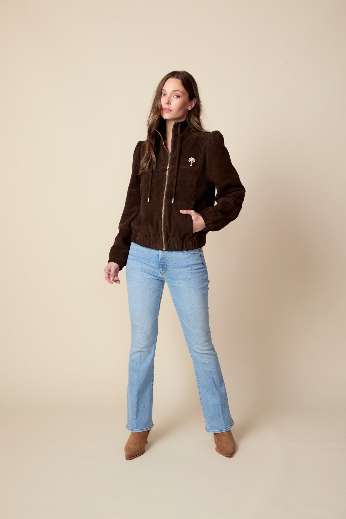 THE KENNEDY SUEDE JACKET IN COFFEE BEAN BROWN - ROYAL PALMS love & legacy