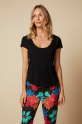 THE LARA S/S TEE IN COTTON SLUB JERSEY IN WASHED BLACK - BACK TO FRONT - ROYAL PALMS love & legacy