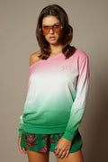 THE LAURENT OFF - THE - SHOULDER SWEATSHIRT IN ST. BARTS OMBRE DYE - ROYAL PALMS love & legacy