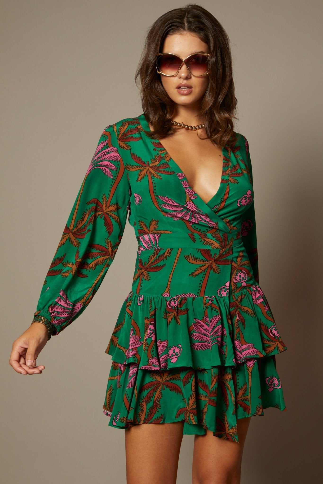 THE MARA SILK WRAP DRESS IN THE PALM BEACH CABANA PRINT - ROYAL PALMS love & legacy