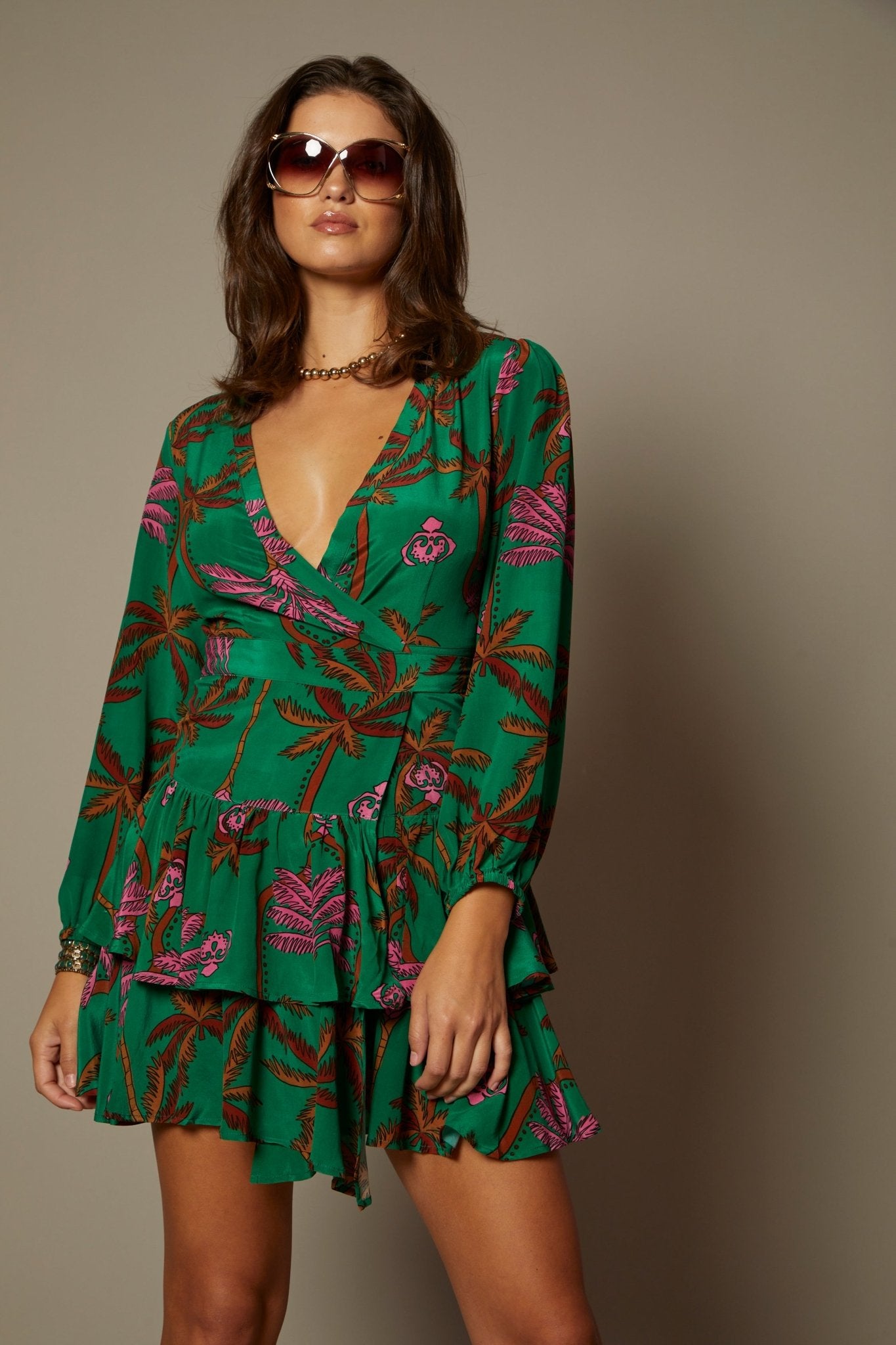 THE MARA SILK WRAP DRESS IN THE PALM BEACH CABANA PRINT - ROYAL PALMS love & legacy