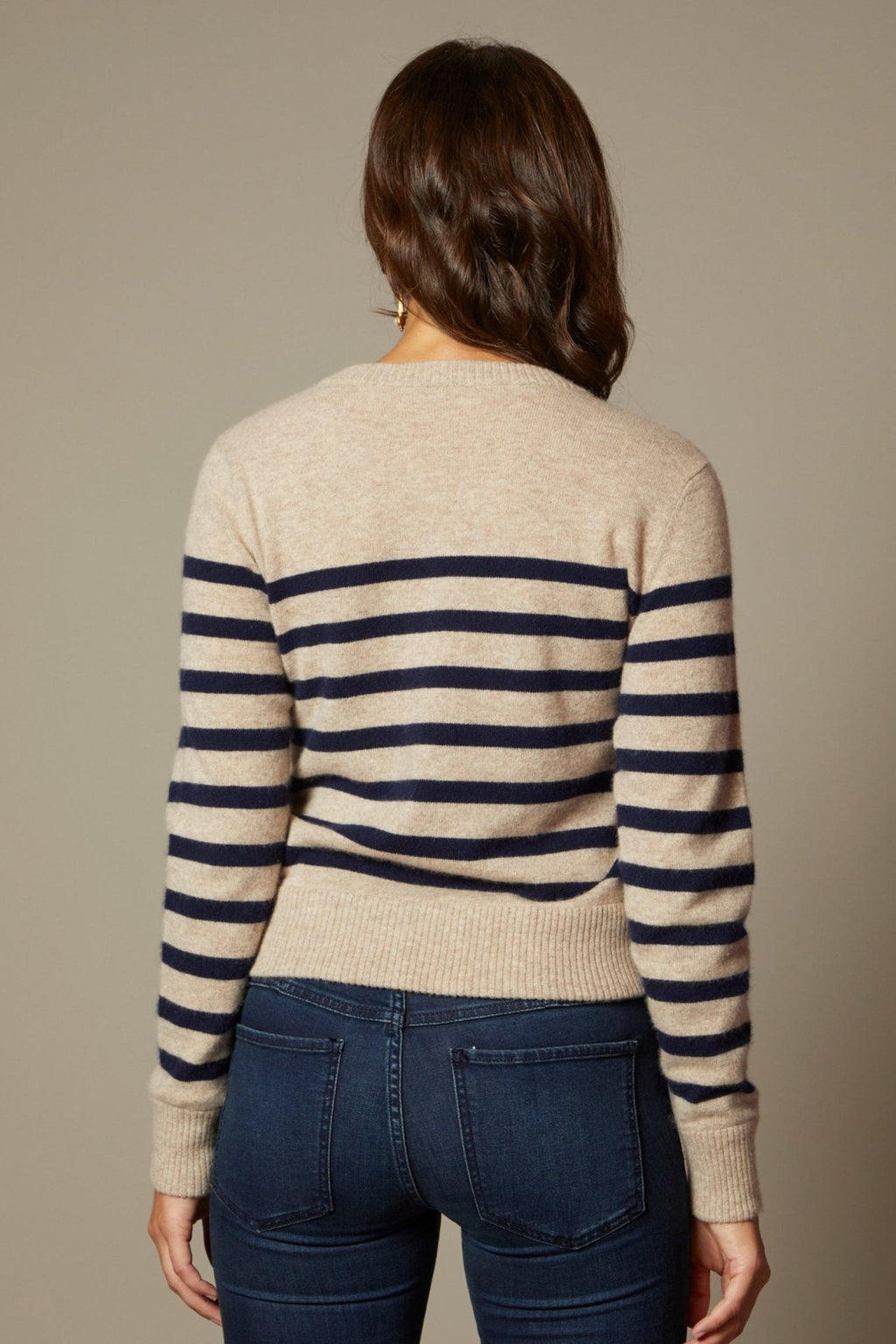 THE MIMI CASHMERE SWEATER IN BRETON STRIPES - ROYAL PALMS love & legacy