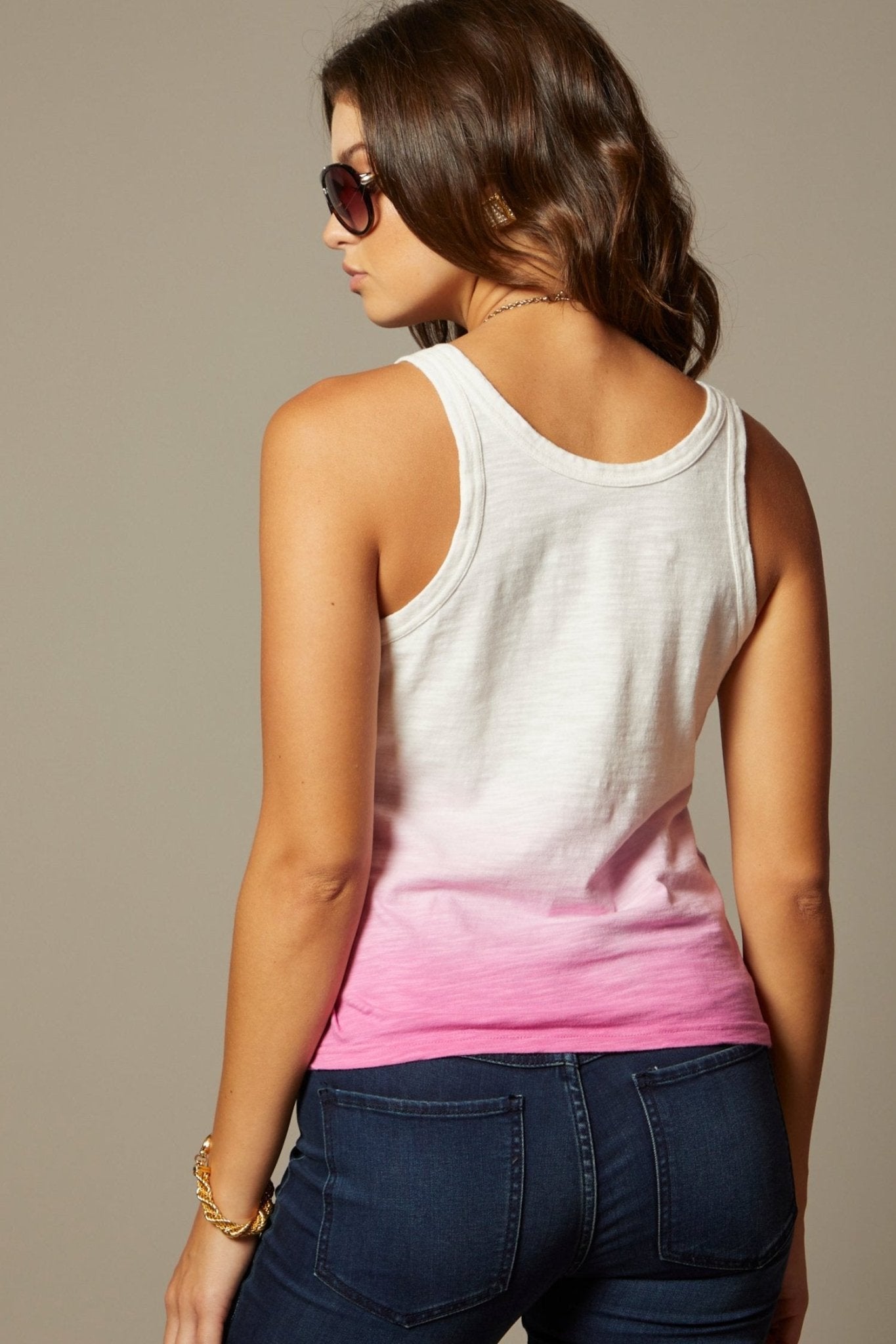 THE MOLLY TANK IN PEONY OMBRE DYE - BACK TO FRONT - ROYAL PALMS love & legacy
