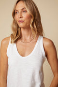 THE MOLLY TANK IN WHITE COTTON SLUB JERSEY - ROYAL PALMS love & legacy