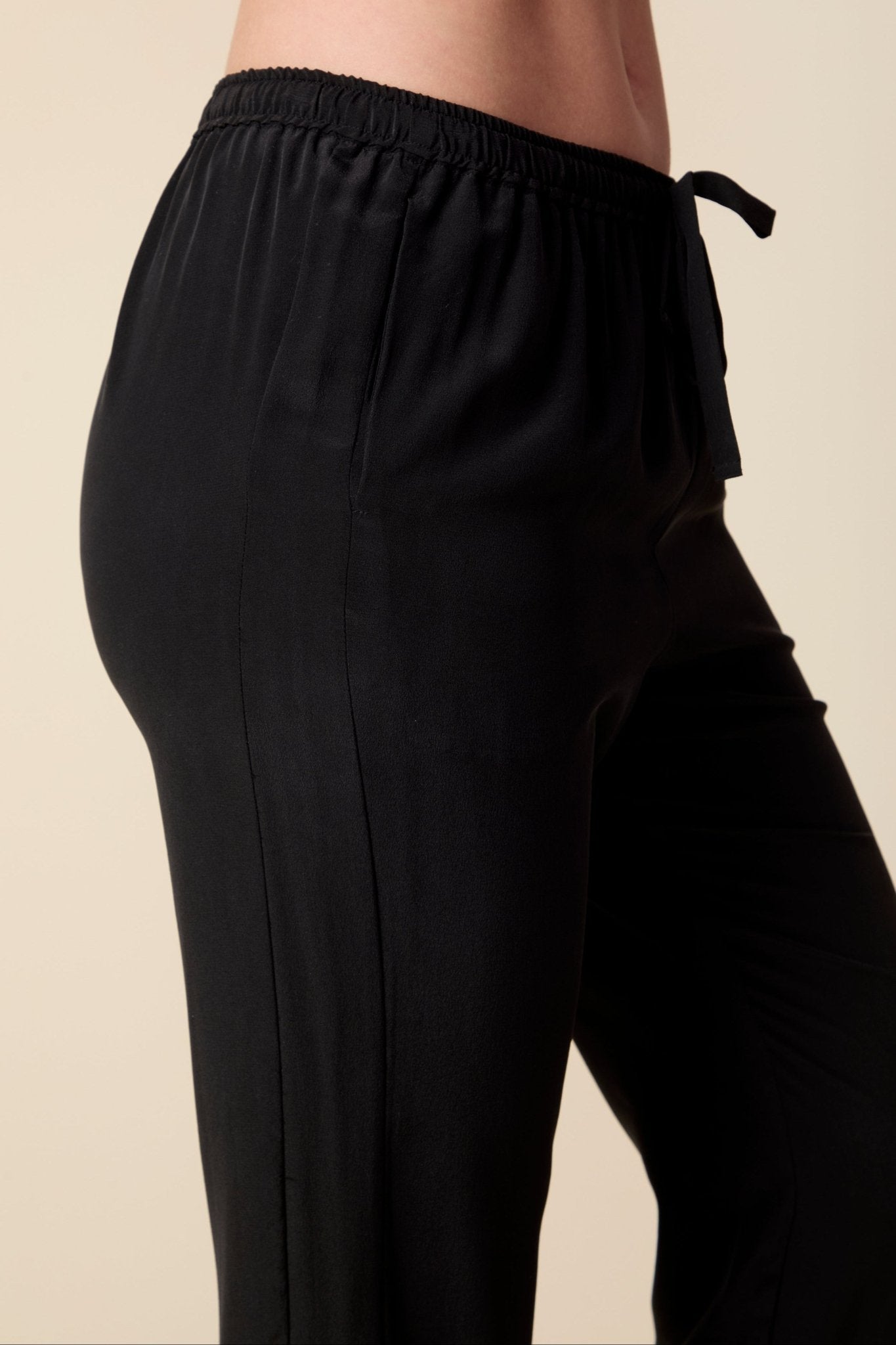 THE OLIVIA SILK JOGGER IN BLACK - ROYAL PALMS love & legacy