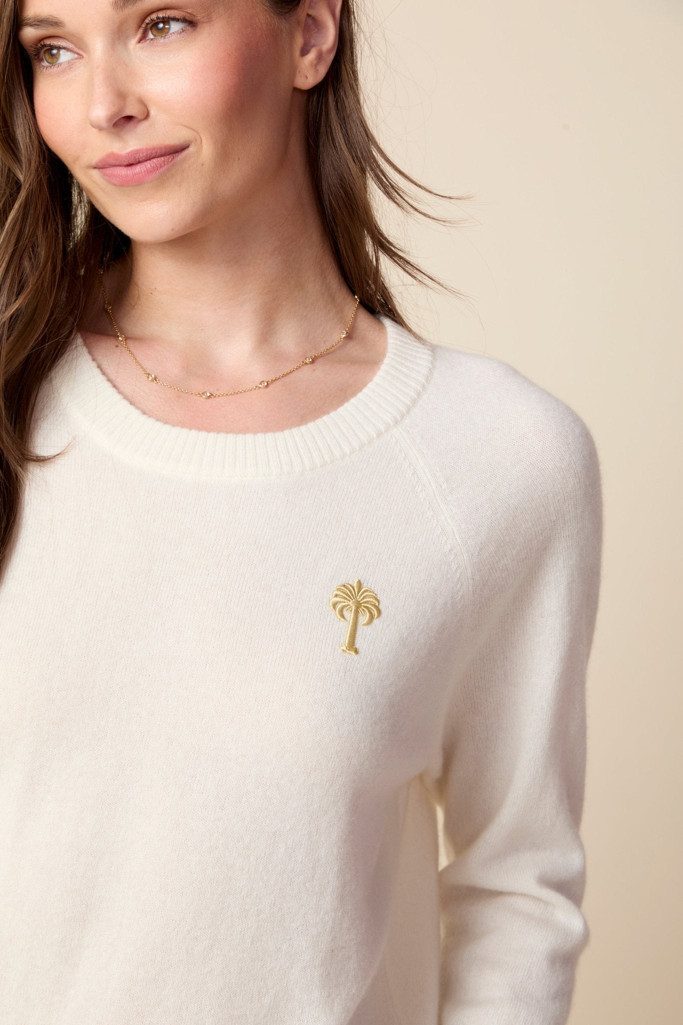 THE PARKER CASHMERE PULLOVER SWEATER IN CREAM - ROYAL PALMS love & legacy