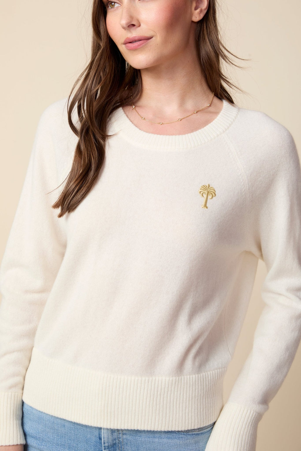 THE PARKER CASHMERE PULLOVER SWEATER IN CREAM - ROYAL PALMS love & legacy