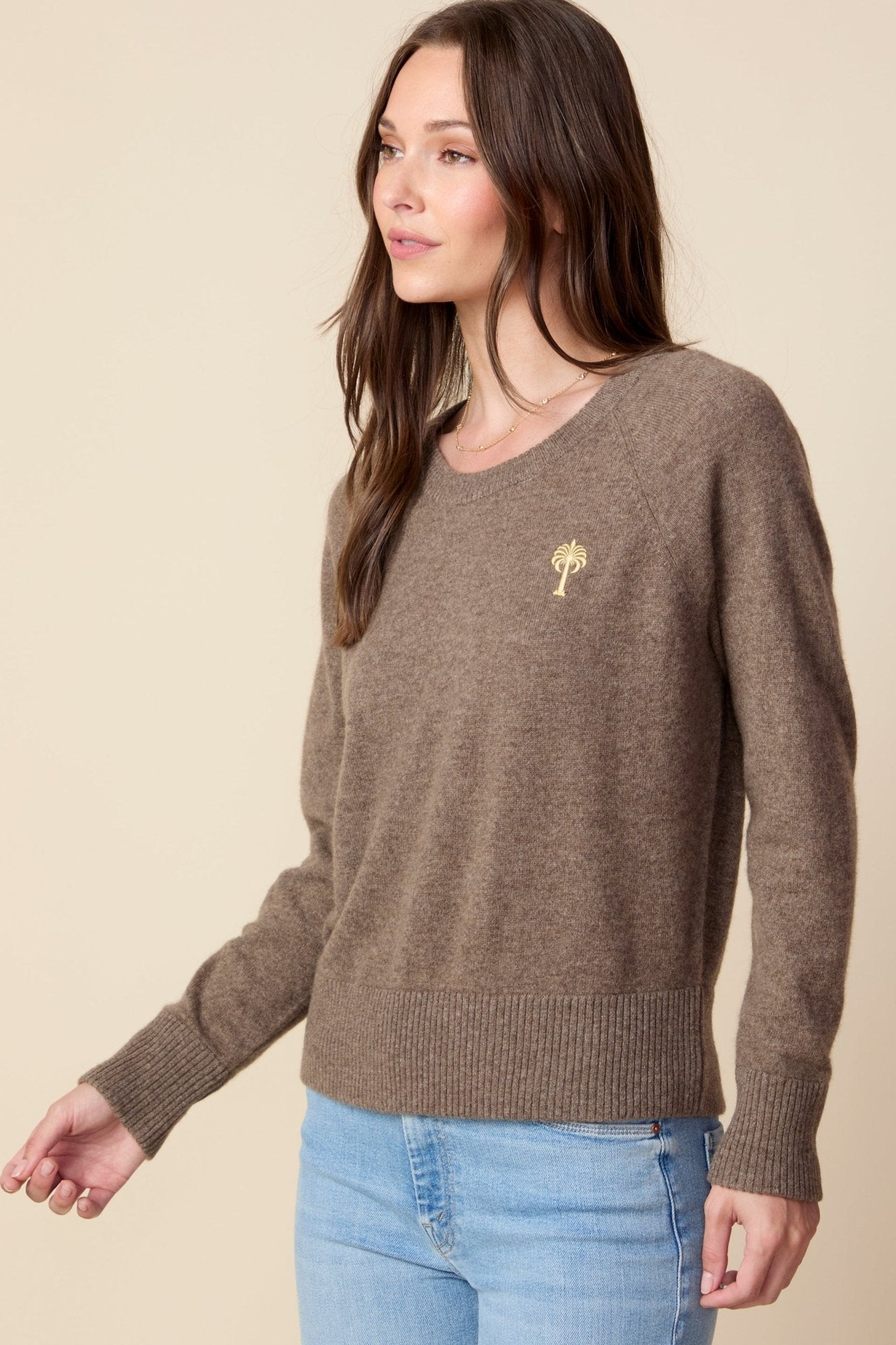 THE PARKER CASHMERE PULLOVER SWEATER IN DARK OATMEAL - ROYAL PALMS love & legacy