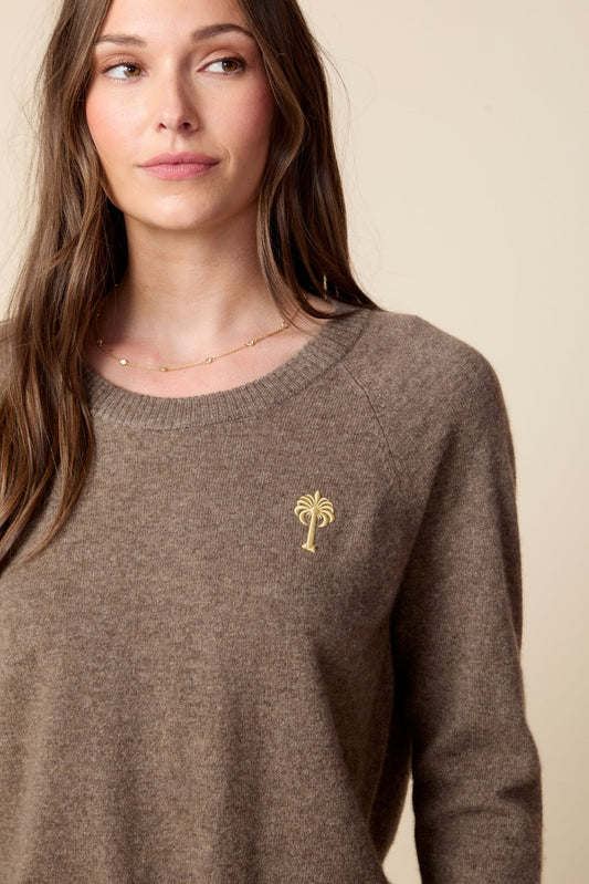 THE PARKER CASHMERE PULLOVER SWEATER IN DARK OATMEAL - ROYAL PALMS love & legacy