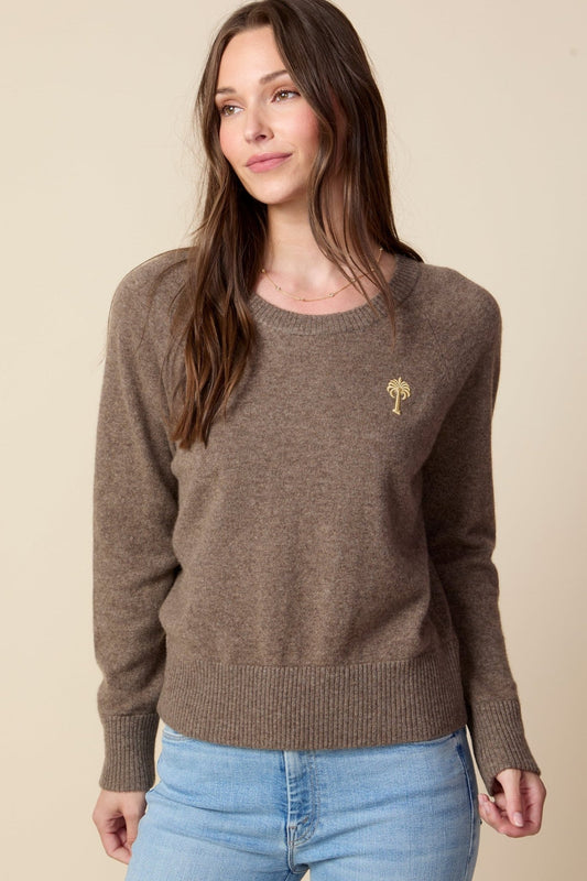 THE PARKER CASHMERE PULLOVER SWEATER IN DARK OATMEAL - ROYAL PALMS love & legacy