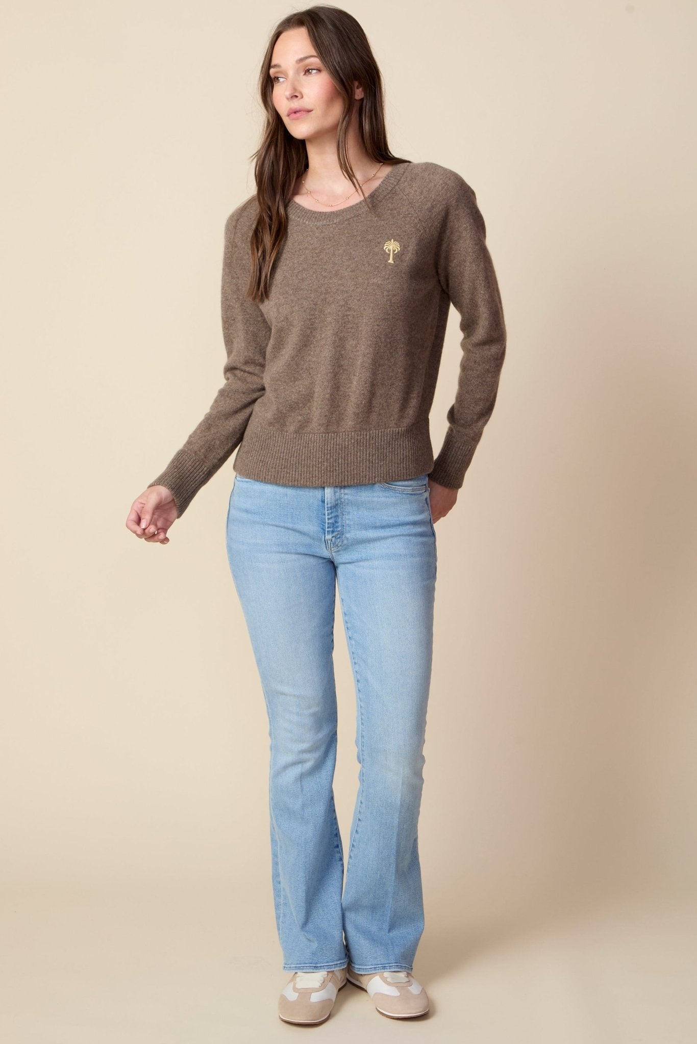 THE PARKER CASHMERE PULLOVER SWEATER IN DARK OATMEAL - ROYAL PALMS love & legacy