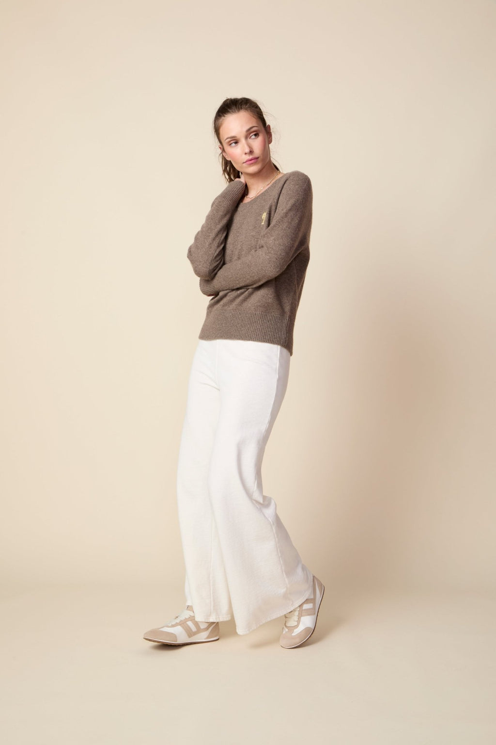 THE PARKER CASHMERE PULLOVER SWEATER IN DARK OATMEAL - ROYAL PALMS love & legacy