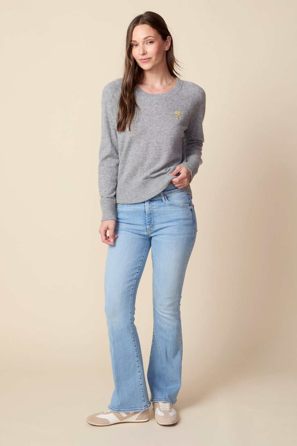 THE PARKER CASHMERE PULLOVER SWEATER IN HEATHER GREY - ROYAL PALMS love & legacy