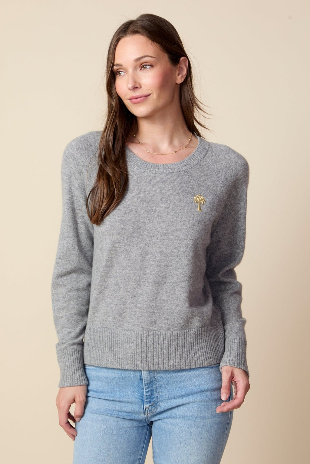 THE PARKER CASHMERE PULLOVER SWEATER IN HEATHER GREY - ROYAL PALMS love & legacy