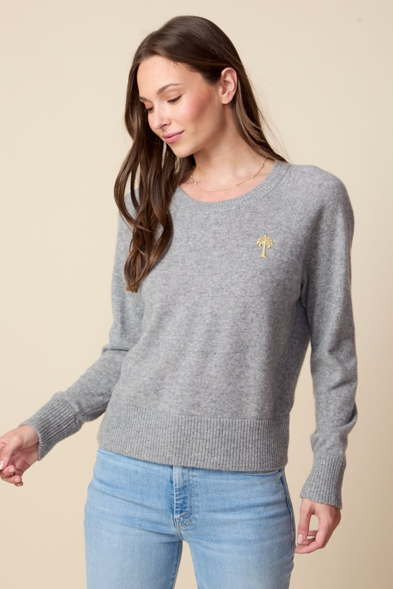 THE PARKER CASHMERE PULLOVER SWEATER IN HEATHER GREY - ROYAL PALMS love & legacy
