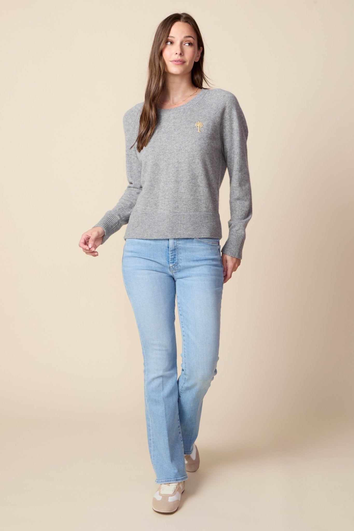 THE PARKER CASHMERE PULLOVER SWEATER IN HEATHER GREY - ROYAL PALMS love & legacy