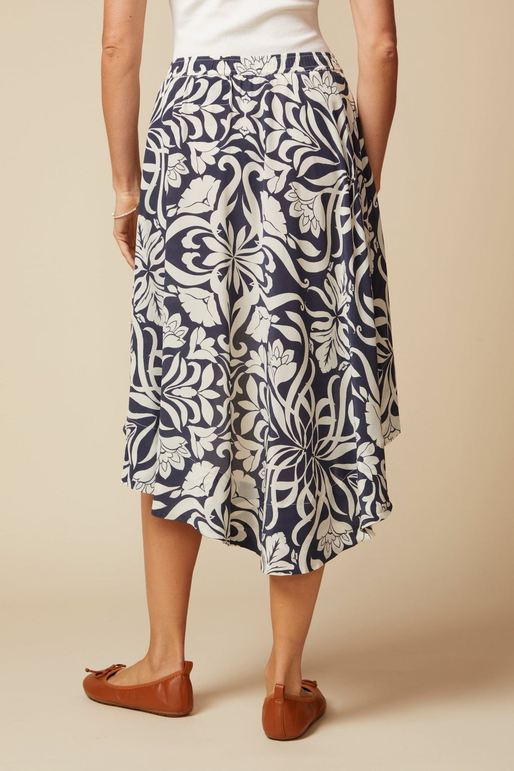 THE PENELOPE MIDI SKIRT IN MONTE CARLO PRINT - ROYAL PALMS love & legacy