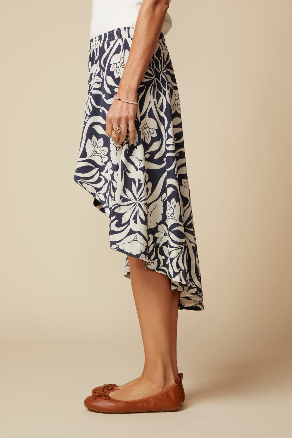 THE PENELOPE MIDI SKIRT IN MONTE CARLO PRINT - ROYAL PALMS love & legacy